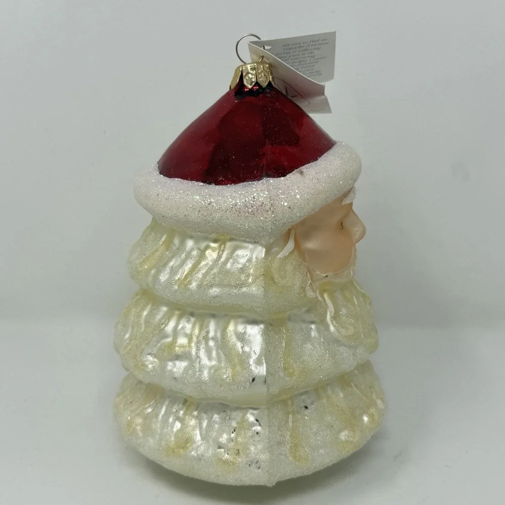 Christopher Radko 1996 Santa Face Head Glass Ornament White Beard w/ Box & Tag